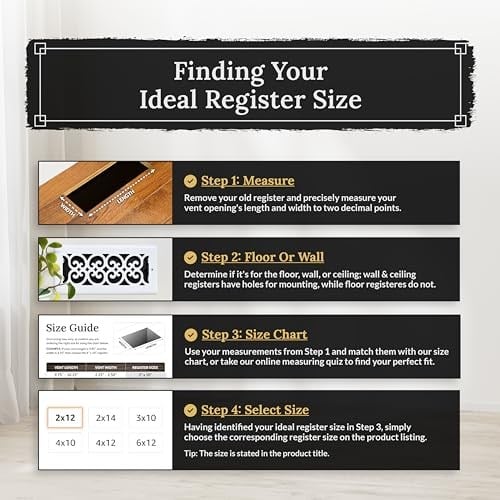 Decor Grates 2 inch 12 inç Gotik Black Steel Floor Register, AGH212-BLK
