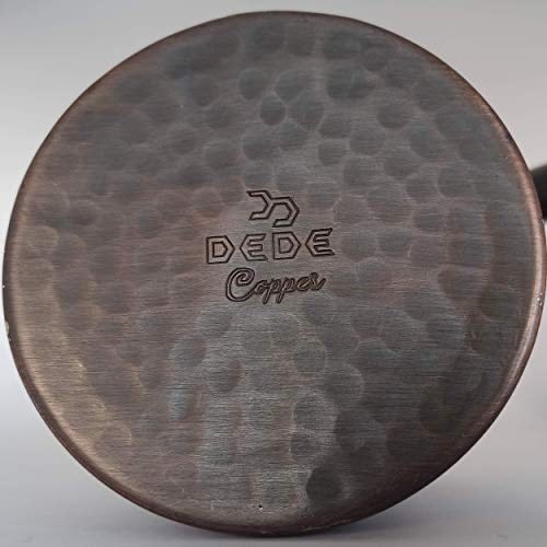 DEDE Copper - IST Serisi (XLarge-16,9 floz)-Kalın Katı Bakır Oymalı Türk Yunan Arap Kahve Demliği, Ahşap Saplı Ocak Üstü Kahve Makinesi Cezve, Jezve, Jazz Cazzve, Ibrik, Briki (Antik)