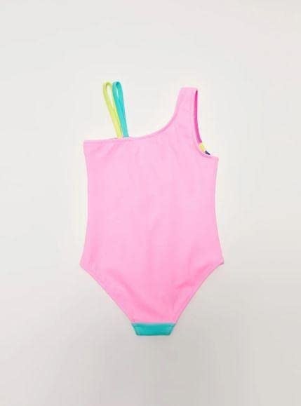 DEEP BEACH Askılı Renk Bloklu Çocuk Mayo NEON FUŞYA 4-5 Yaş