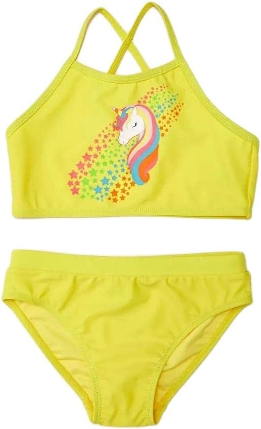 DEEP BEACH Baskılı kız çocuk bikini takım SARI 7-8 Yaş