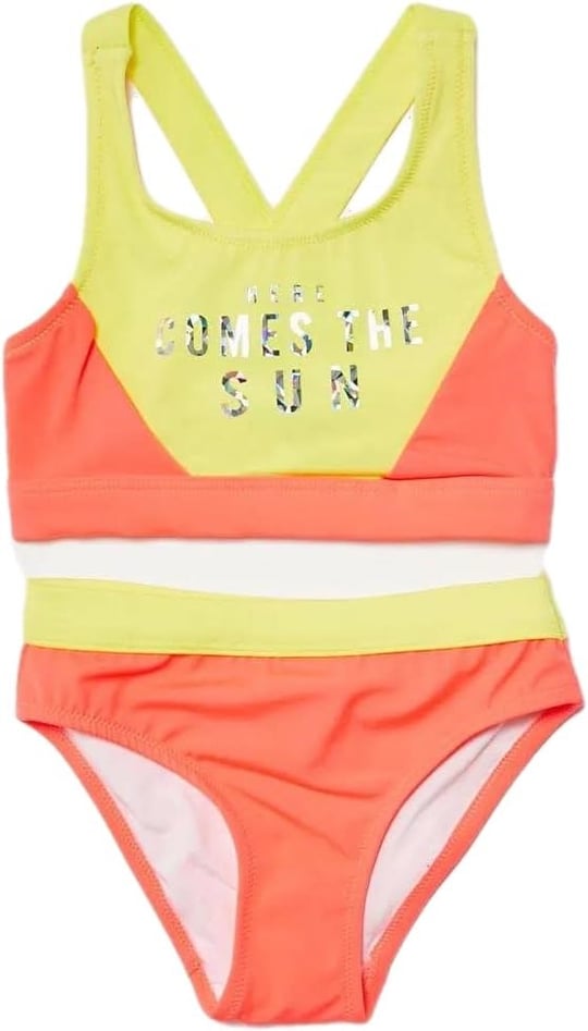 DEEP BEACH Sarı Baskılı kız çocuk bikini takım DB200745BT SARI BLOKLU 7-8 Yaş