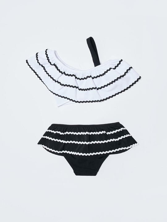 DEEP BEACH Sutaşı detaylı kız çocuk bikini takım SİYAH 10-11 Yaş