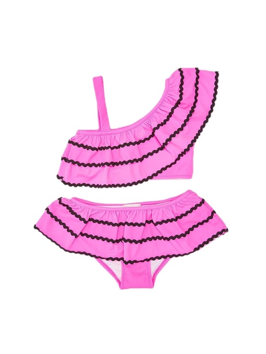 DEEP BEACH Sutaşı detaylı kız çocuk bikini takım NEON FUŞYA 5-6 Yaş