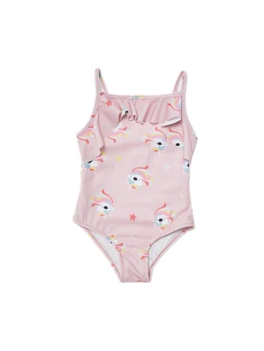 DEEP BEACH Unicorn baskılı fırfır detaylı kız çocuk mayo DB200721CM BASKILI 6-7 Yaş