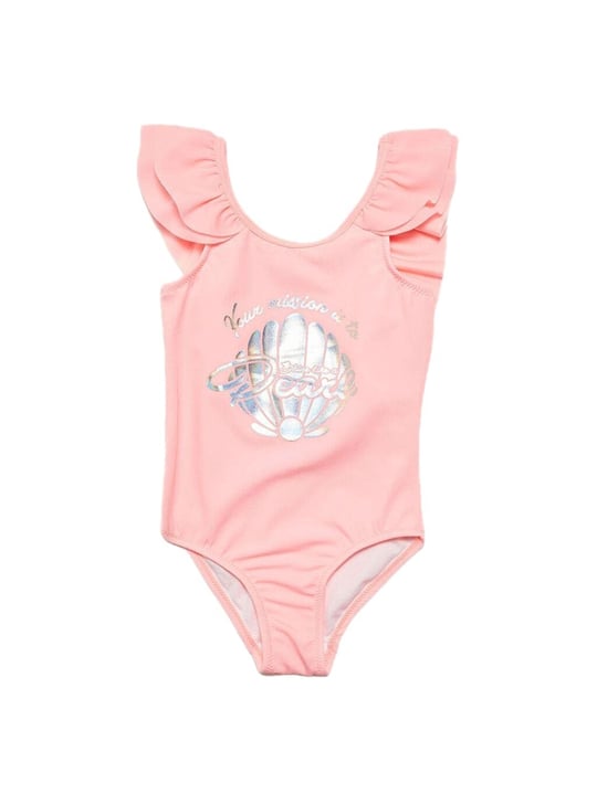 DEEP BEACH Varak baskılı kız çocuk mayo DB200722CM AÇIK PEMBE 8-9 Yaş