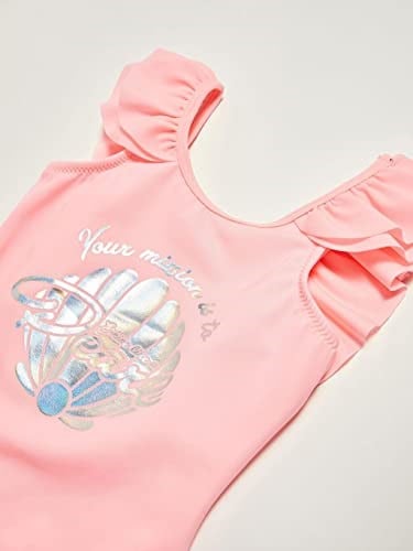 DEEP BEACH Varak baskılı kız çocuk mayo DB200722CM AÇIK PEMBE 10-11 Yaş