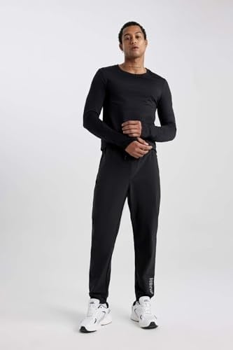 DeFacto DeFactoFit Slim Fit Çift Cepli Dokuma Sporcu Jogger Siyah L