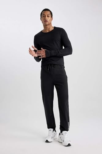 DeFacto DeFactoFit Slim Fit Çift Cepli Dokuma Sporcu Jogger Siyah L