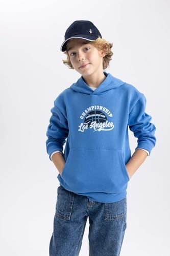 DeFacto Erkek Çocuk Regular Fit Kapüşonlu Sweatshirt Mavi (BE124) 6/7 Y