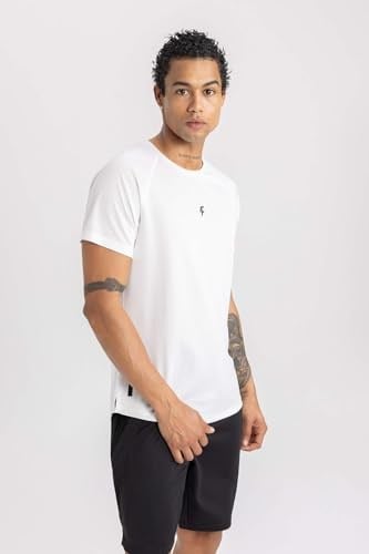DeFacto Erkek DeFactoFit Slim Fit Bisiklet Yaka Baskılı Sporcu Tişört