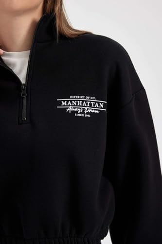 DeFacto Kadın Coool Crop Yarım Fermuarlı Sweatshirt