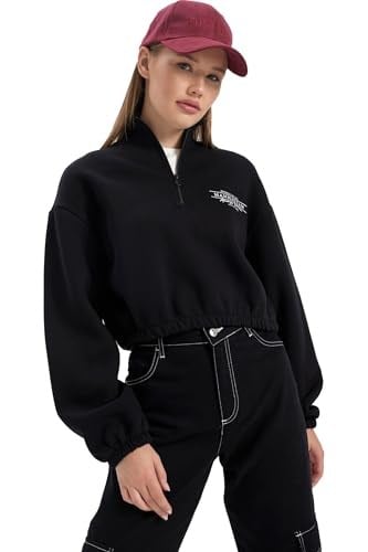 DeFacto Kadın Coool Crop Yarım Fermuarlı Sweatshirt