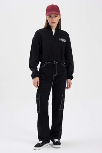 DeFacto Kadın Coool Crop Yarım Fermuarlı Sweatshirt