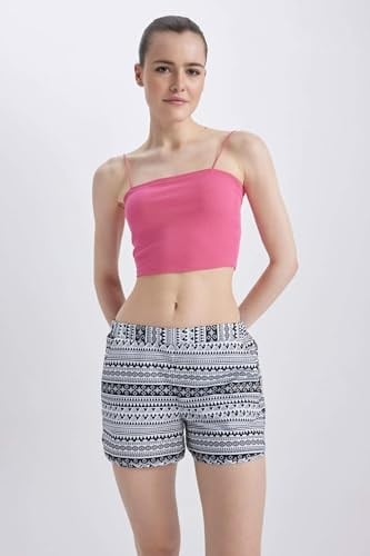 DeFacto Kadın Fall in Love Etnik Desenli Beli Bağcıklı Mini Yüzme Şortu