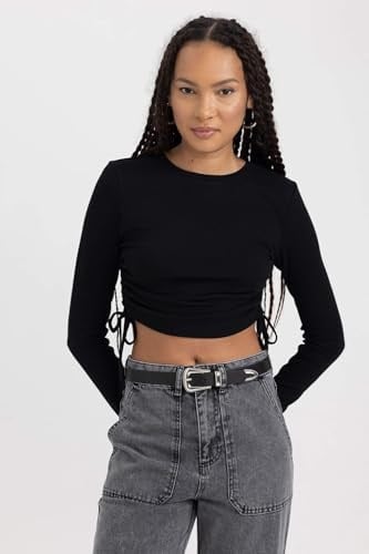 DeFacto Kadın Fitted Basic Uzun Kollu Crop Tişört