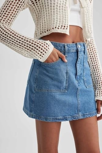 DeFacto Kadın Kargo Fit Jean Mini %100 Pamuk Etek