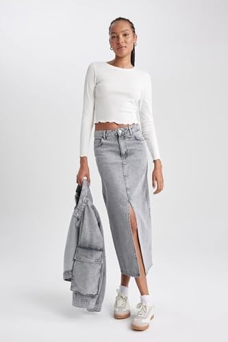 DeFacto Kadın Long Fit Jean Uzun Etek