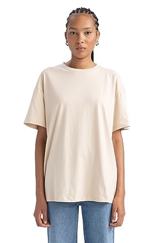 DeFacto Kadın Oversize Fit Bisiklet Yaka Kısa Kollu Tişört