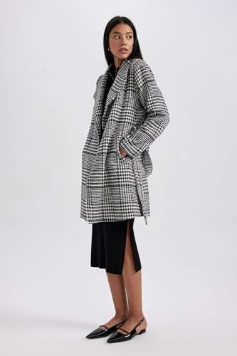 DeFacto Kadın Regular Fit Kaşe Ekose Desenli Kaban