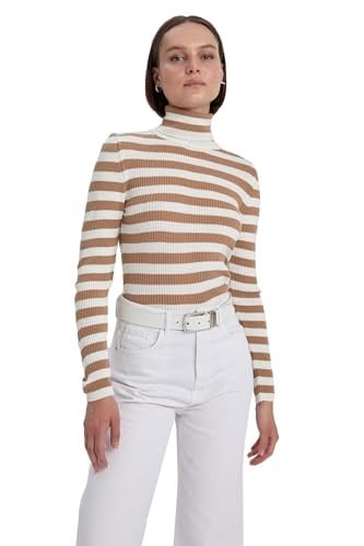 DeFacto Kadın Slim Fit Çizgili Balıkçı Yaka Kazak