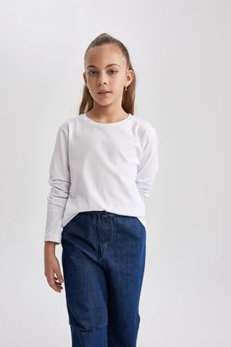 DeFacto Kız Çocuk Regular Fit Bisiklet Yaka Uzun Kollu Tişört