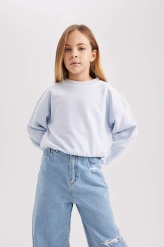 DeFacto Kız Çocuk Regular Fit Bisiklet Yaka Sweatshirt