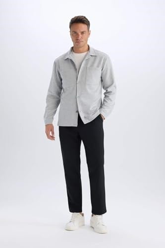 DeFacto Regular Fit Polo Yaka Gömlek Ceket, 2XL, D7243AX25SP, Gri-GR370, Erkek