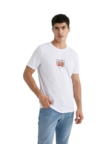 DeFacto Sevgililer Günü Unisex Kısa Kollu T-Shirt Üniseks Yetişkin Beyaz