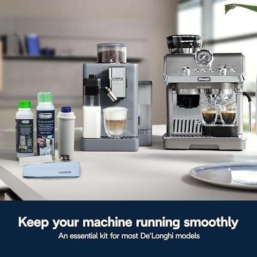 DeLonghi Orijinal CoffeeCareKit DLSC306 - Kahve makineleri ve tam otomatik kahve makineleri için bakım seti, 1 x 200 ml EcoDecalk, 1 x 250 ml EcoMultiClean, 1 x su filtresi, 1 x mikrofiber bez, 1 x
