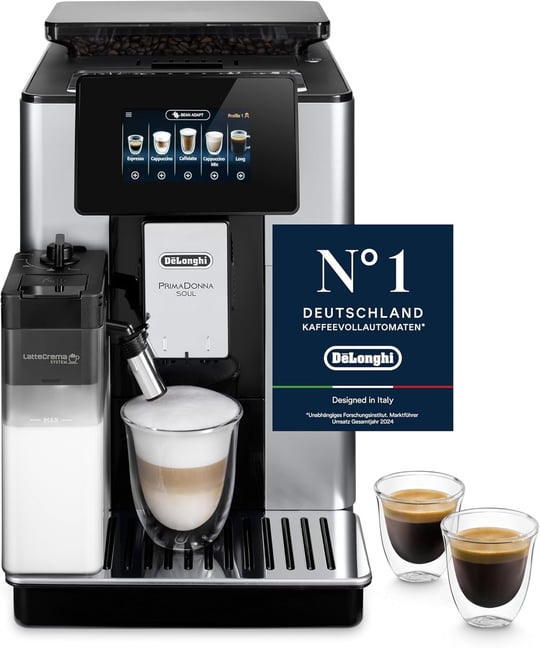 DeLonghi PrimaDonna Soul Perfetto ECAM 612.55.SB tam otomatik kahve makinesi, LatteCrema süt sistemi ve Bean Adapt teknolojisi, 18 tarif (Türkçe olmayabilir), renkli ekran uygulaması kontrolü,