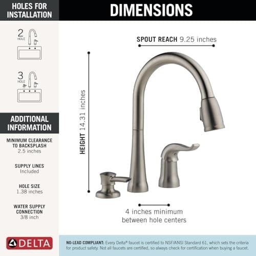 Delta 16970-Sssd-DST Single Handle Pull-Down Kitchen musluk with sıvı sabun dispenseri, paslanmaz by Delta musluk