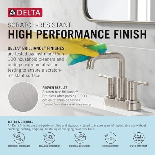 Delta Nicoli Fırçalı Altın Püskürtücülü Banyo Bataryası, 20 cm 3 Delikli Yaygın Banyo Lavabo Bataryası Pull Out Püskürtücü, Push-Pop Tahliye, Şampanya Bronz 35749LF-CZPD