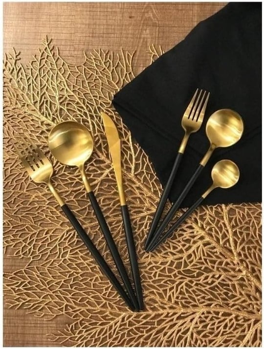 Demir Çeyiz Elit 6 Parça Siyah Gold Yemek Bıçak