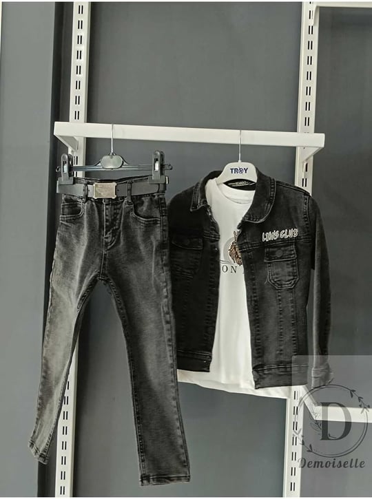DEMOİSELLE ERKEK ÇOCUK KOT CEKET PANTALON TAKIMI-1