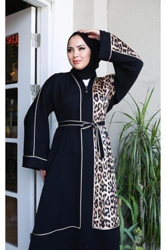 DEMOİSELLE KADIN ABAYA LEOPAR DESENLİ PARÇALI-1