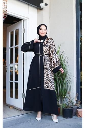 DEMOİSELLE KADIN ABAYA LEOPAR DESENLİ PARÇALI-1