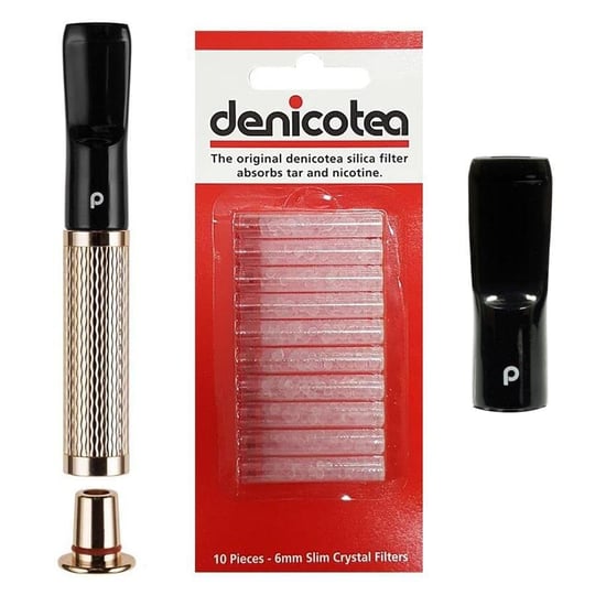 Denicotea 25004 Karbon Filtreli 6-9mm Lüks Slim Sig.Ağızlığı Gold