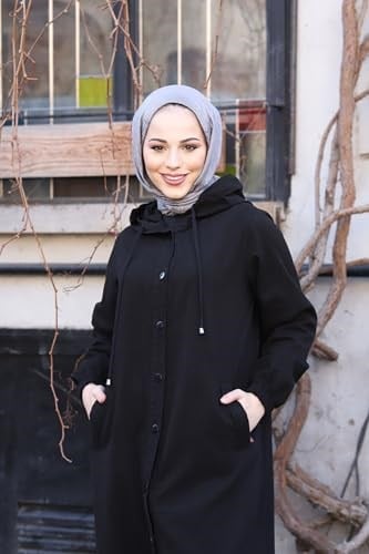 Denim Kapşonlu Kap- Denim Pardesü/KAHVERENGİ