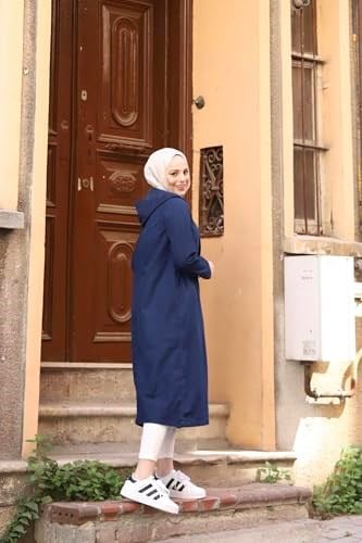Denim Kapşonlu Kap- Denin Pardesü-Lacivert