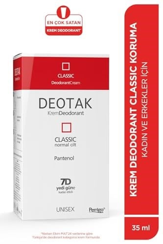 Deotak Classic Koruma 7 Güne Kadar Etkili Hassas Ciltler İçin Kadın - Erkek Kullanım Krem Deodorant 35 ml