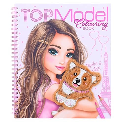 Depesche 12083 TOPModel Corgi - Boyama kitabı seti, model ve köpek motiflerini tasarlamak için 20 çift baskılı sayfa, çıkartma sayfalı boyama defteri ve daha fazlası