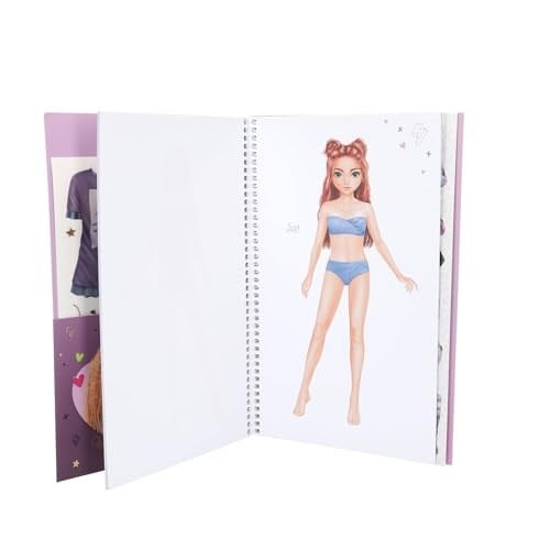 Depesche 13387 TOPModel Rebel Kitty Kitap Beni Giydir 20 Sayfa Önceden Basılmış Kendin Yap Desen Desenleri, 7 Yaprak Çıkartma, Çok Renkli, Tek Beden