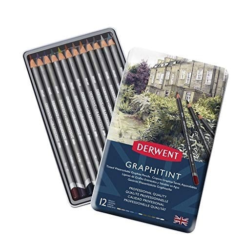 Derwent Graphıtınt Serisi Renkli Grafit Kalem Seti - 12 Renk Metal Kutu