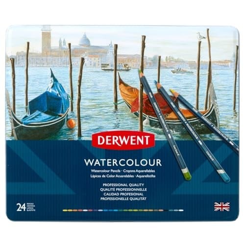 Derwent Watercolour Serisi Sulandırılabilir Kuru Kalem Seti - 24 Renk Metal Kutulu