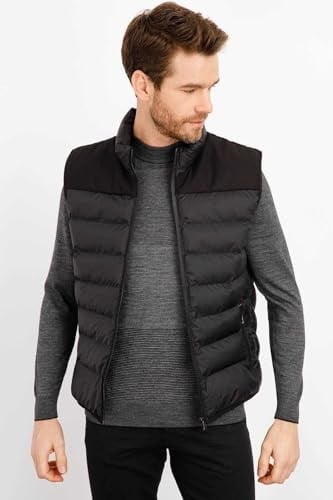 Desen Triko Erkek Kapitone Şişme Yelek 02421493 Siyah