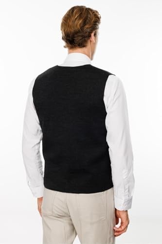 Desen Triko Erkek V Yaka Düz Yün Yelek Antrasit Beden;2XL,Renk;Antrasit