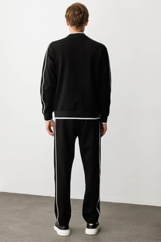 Desen Triko Hakim Yaka Kol Ucu Ve Eteği Çizgili Eşofman Üstü, 25445 - Bedenler: M, L, XL, XXL