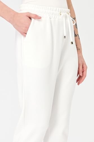 DESEN TRİKO Kadın Paça Arkası Lastikli Cepli Eşofman Pantolon Beyaz Beden;XL,Renk;Beyaz dsnNM9316