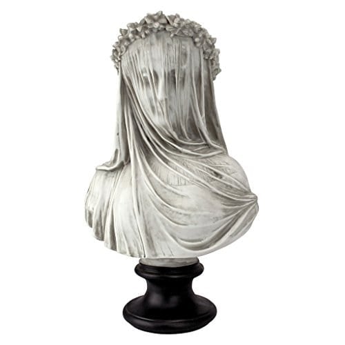 Design Toscano Örtülü bakire büstü, ölçüler: 22,8 cm x15,2 cm x35,5 cm