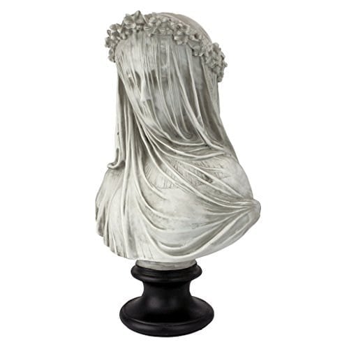 Design Toscano Örtülü bakire büstü, ölçüler: 22,8 cm x15,2 cm x35,5 cm